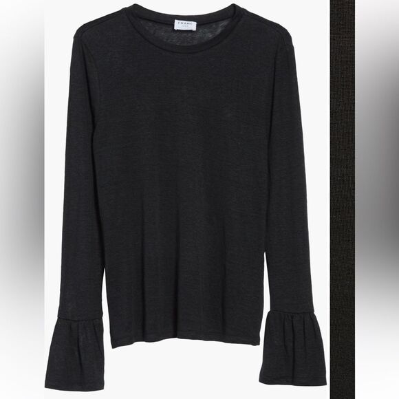 FRAME Ruffle Cuff Linen Top - Picture 5 of 8